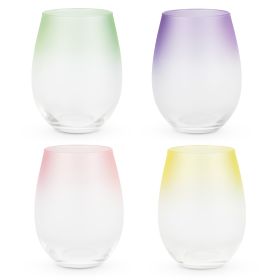 Frosted Ombre Stemless Wine Glasses Blush