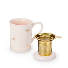 Annette Honeycomb Ceramic Tea Mug & Infuser by Pinky Up