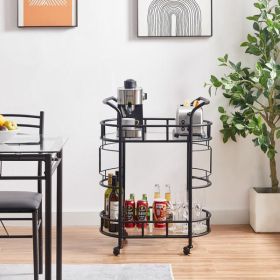 Black, Iron Frame(Baking Paint), Mobile glass dining cart easy to clean