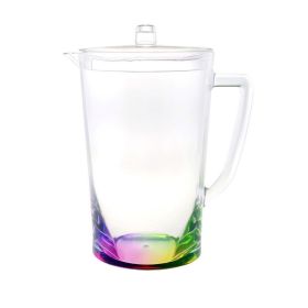 2.75 Quarts Water Pitcher with Lid, Oval Halo Design Unbreakable Plastic Pitcher, Drink Pitcher, Juice Pitcher with Spout BPA Free