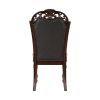 Formal Dining Chairs Set of 2 Cherry Finish Button-Tufted Faux Leather Upholstered Traditional Dining Room Furniture Elegant Classic