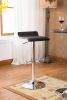 Baxton Black Adjustable Height Wood and Chrome Metal Bar Table and 2 Black Chrome Air Lift Adjustable Swivel Stools Set