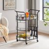 Black, Iron Frame(Baking Paint), Mobile glass dining cart easy to clean