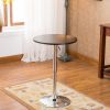 Baxton Black Adjustable Height Wood and Chrome Metal Bar Table and 2 Black Chrome Air Lift Adjustable Swivel Stools Set