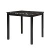 5-Piece Kitchen Table Set Faux Marble Top Counter Height Dining Table Set with 4 PU Leather-Upholstered Chairs (Black)