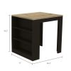 Tanna Kitchen Counter Dining Table ,Two Legs, Three Side Shelves -Black / Pine