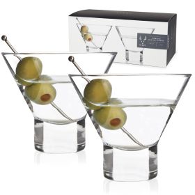 Raye Crystal Heavy Base Martini Glasses Viski