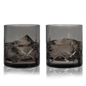 Admiral Cut Crystal Rocks Glasses in Smoke Viski