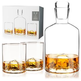 3-Piece Mountain Crystal Decanter and Tumbler Set Viski