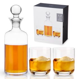 Raye Modern Crystal Liquor Decanter and Tumbler Set Viski