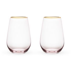 Rose Crystal Stemless Wine Glass Set by Twine