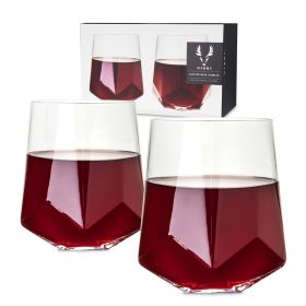 Seneca Crystal Faceted Wine Glasses Viski