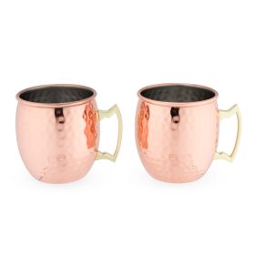 Hammered Moscow Mule Copper Mugs, 2 Pack, by True