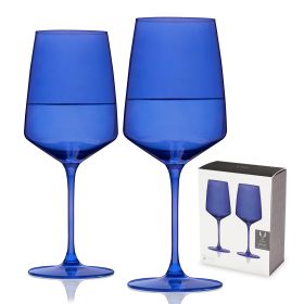 Reserve Nouveau Crystal Wine Glasses in Cobalt Viski