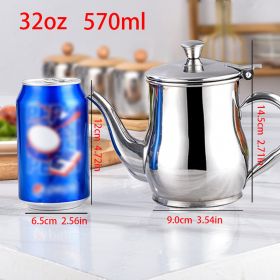 1pc Mini Stainless Steel Oil Pot With Strainer; Condiment Pot; 13oz; Small Stainless Steel Oil Pot (Color: Silvery)